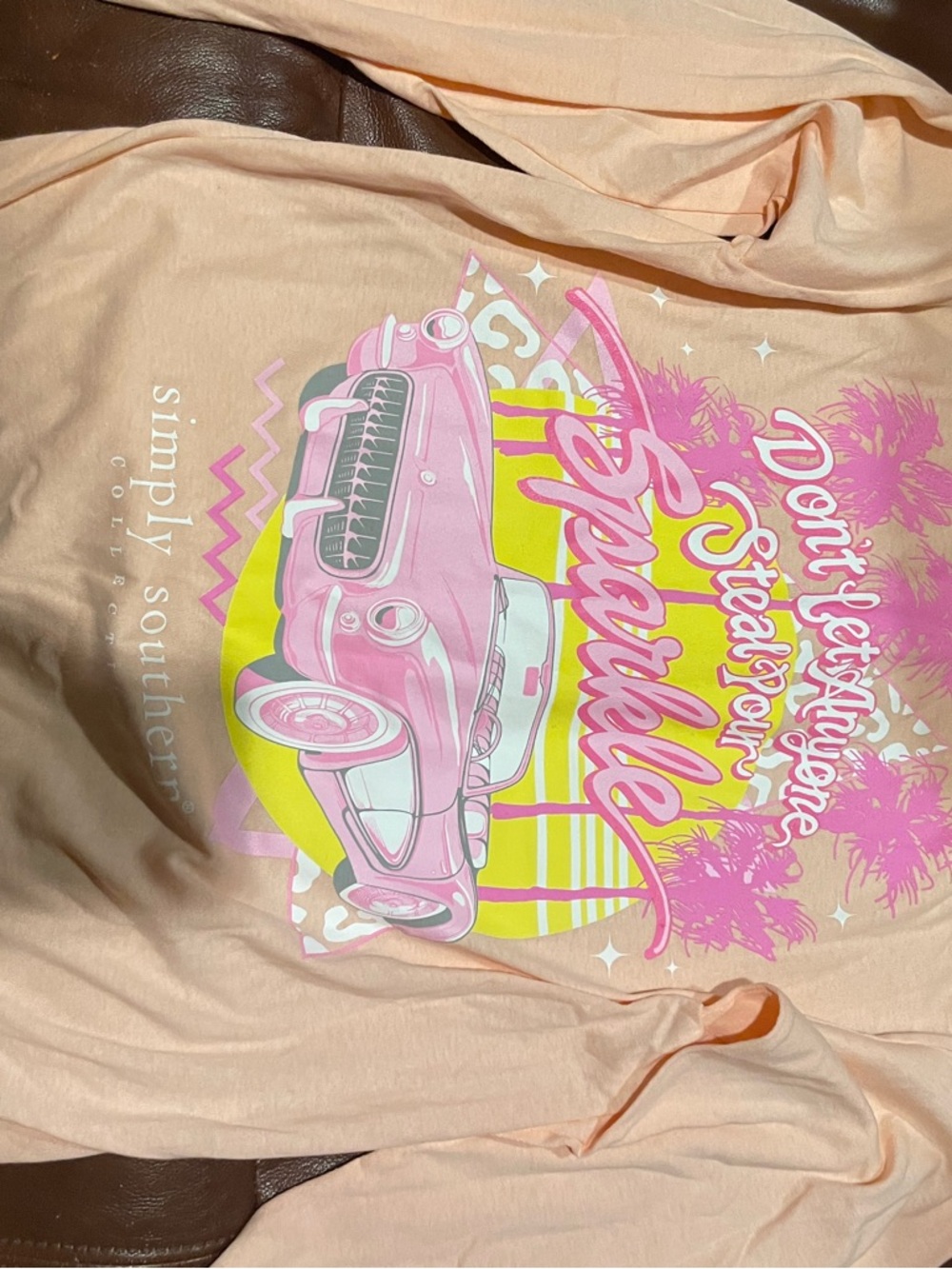 Simply Southern Peach Long Sleeve Tee with Pink Convertible Graphic